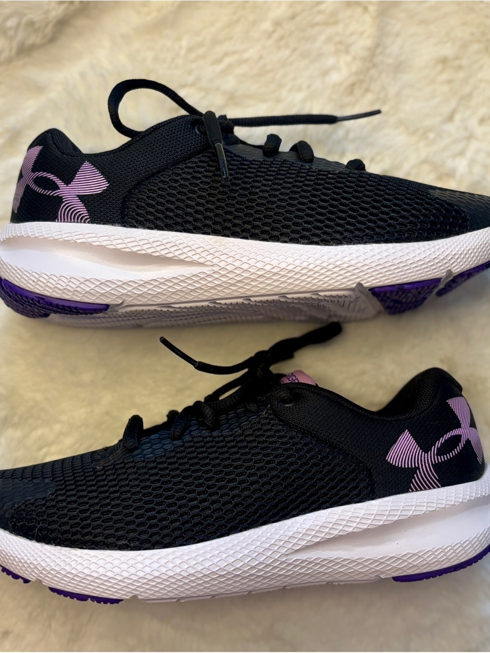 Under Armour girl’s Black & Purple Mesh Running Sneakers